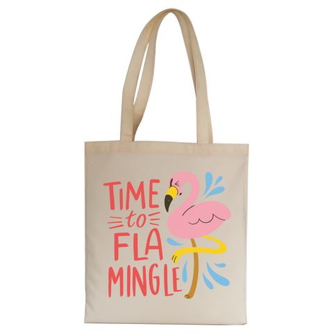 Time to fla mingle tote bag canvas shopping - Graphic Gear