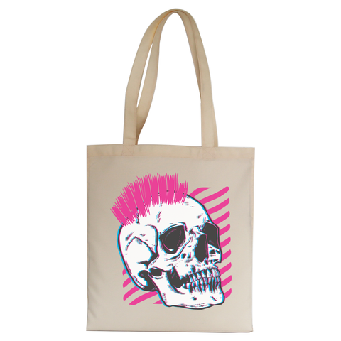Punk skull glitch tote bag canvas shopping - Graphic Gear