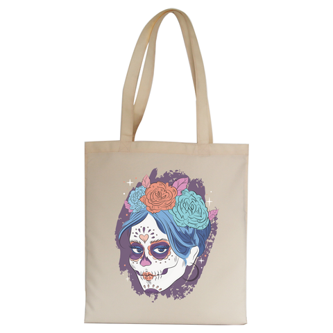 Dia de los muertos skull tote bag canvas shopping - Graphic Gear