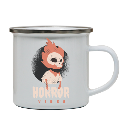 Horror vibes halloween enamel camping mug outdoor cup colors - Graphic Gear