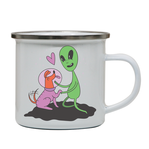 Alien dog enamel camping mug outdoor cup colors - Graphic Gear