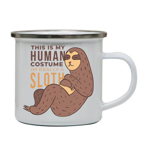 Human sloth quote enamel camping mug outdoor cup colors - Graphic Gear