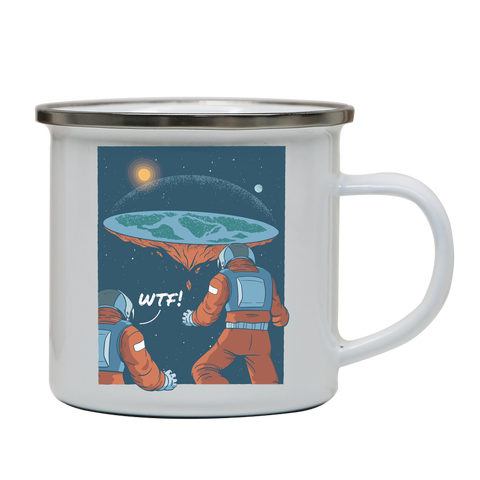 Flat earth astronauts enamel camping mug outdoor cup colors - Graphic Gear