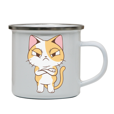 Angry kitten enamel camping mug outdoor cup colors - Graphic Gear