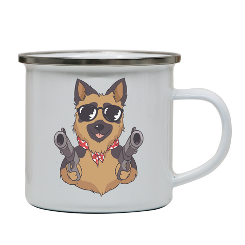 German shepherd guns enamel camping mug outdoor cup colors - Graphic Gear