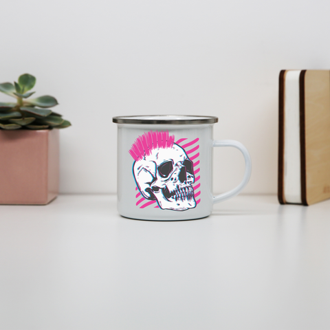 Punk skull glitch enamel camping mug outdoor cup colors - Graphic Gear