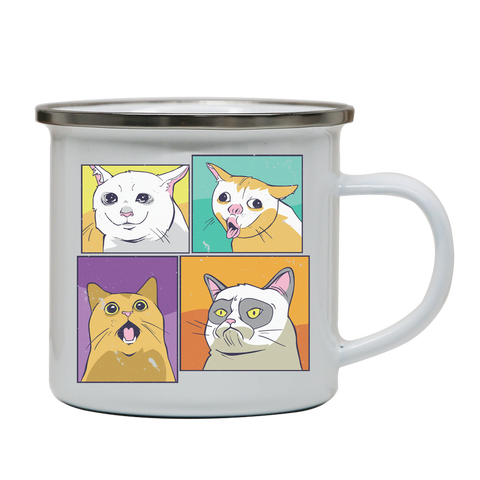Meme cats enamel camping mug outdoor cup colors - Graphic Gear