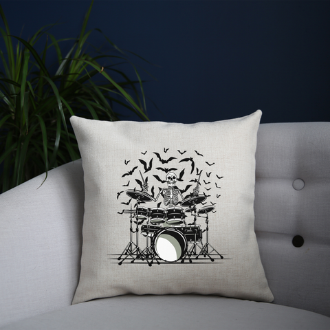 Skeleton drummer cushion cover pillowcase linen home decor - Graphic Gear