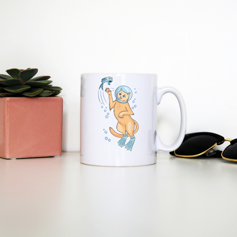 Scuba cat mug coffee tea cup - Graphic Gear