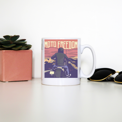 Motorbike freedom mug coffee tea cup - Graphic Gear
