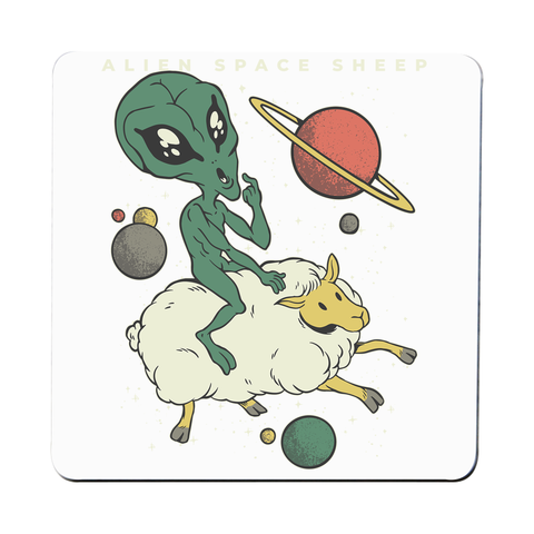 Alien space sheep coaster drink mat - Graphic Gear