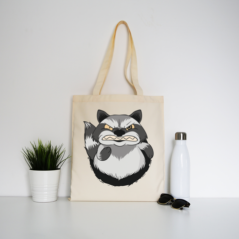Angry raccoon tote bag canvas shopping - Graphic Gear