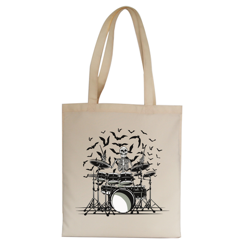 Skeleton drummer tote bag canvas shopping - Graphic Gear