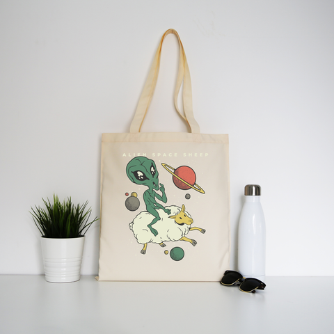 Alien space sheep tote bag canvas shopping - Graphic Gear