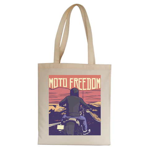 Motorbike freedom tote bag canvas shopping - Graphic Gear