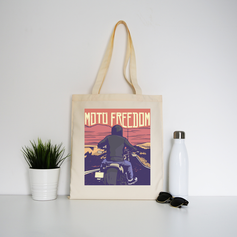 Motorbike freedom tote bag canvas shopping - Graphic Gear