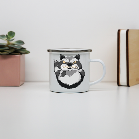 Angry raccoon enamel camping mug outdoor cup colors - Graphic Gear