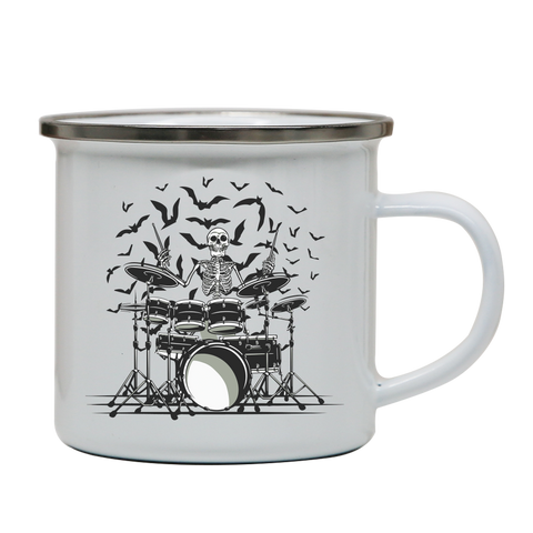 Skeleton drummer enamel camping mug outdoor cup colors - Graphic Gear