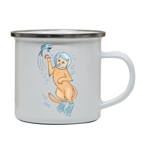 Scuba cat enamel camping mug outdoor cup colors - Graphic Gear