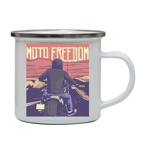 Motorbike freedom enamel camping mug outdoor cup colors - Graphic Gear