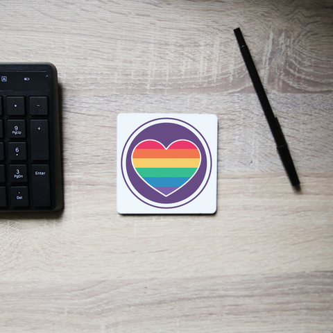 Rainbow heart coaster drink mat - Graphic Gear