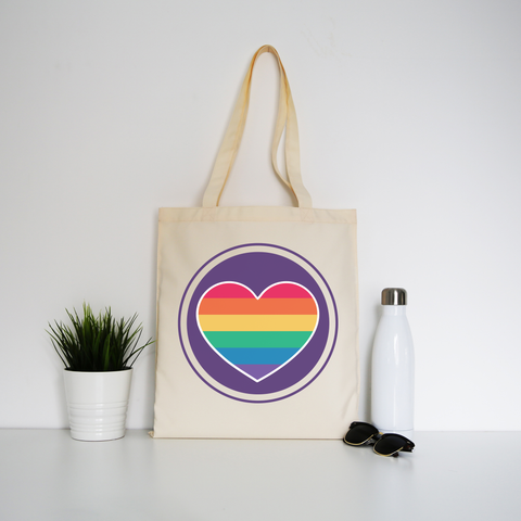 Rainbow heart tote bag canvas shopping - Graphic Gear