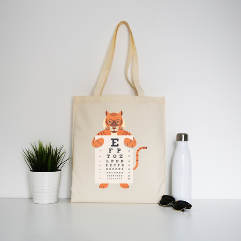 Tiger eye chart tote bag canvas shopping - Graphic Gear