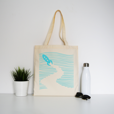 Rocketship path tote bag canvas shopping - Graphic Gear