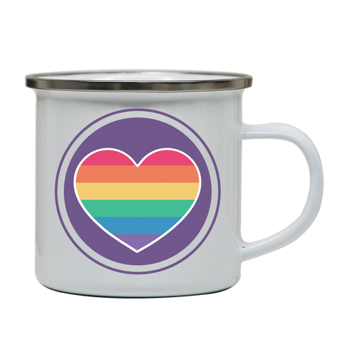 Rainbow heart enamel camping mug outdoor cup colors - Graphic Gear
