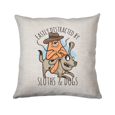Sloth riding dog cushion cover pillowcase linen home decor - Graphic Gear