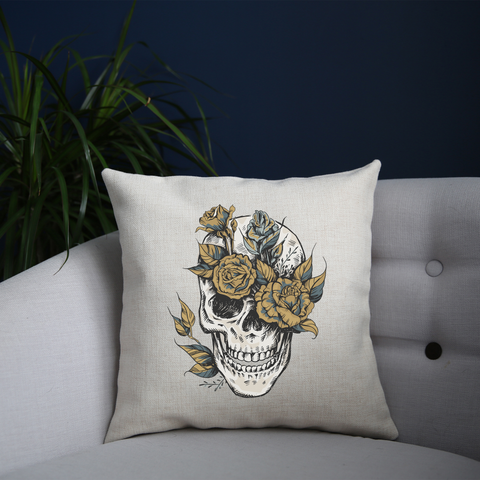 Flower skull cushion cover pillowcase linen home decor - Graphic Gear