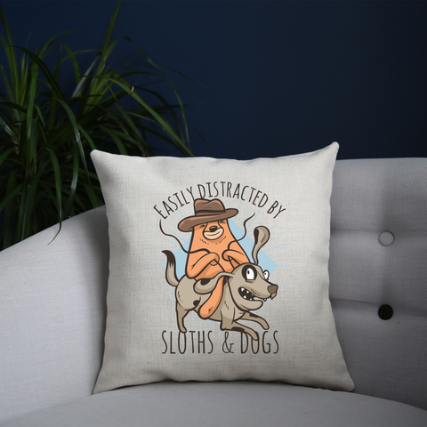 Sloth riding dog cushion cover pillowcase linen home decor - Graphic Gear