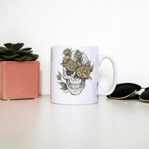 Flower skull mug coffee tea cup - Graphic Gear