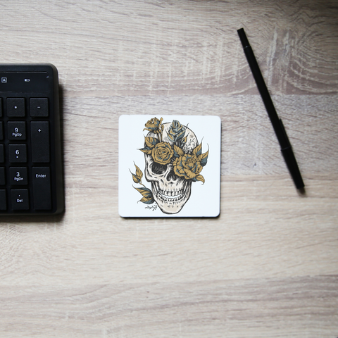 Flower skull coaster drink mat - Graphic Gear