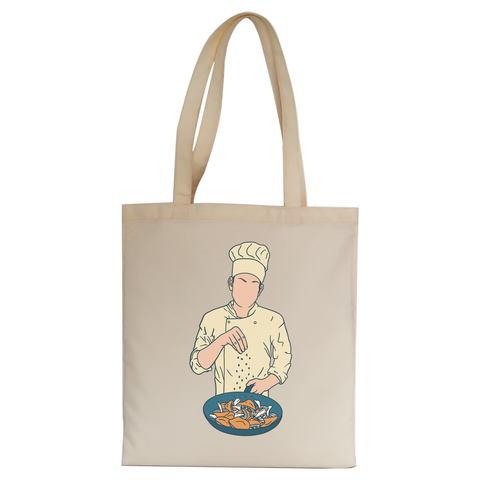 Chef salting mushrooms tote bag canvas shopping - Graphic Gear