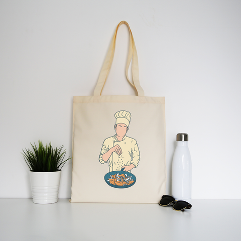Chef salting mushrooms tote bag canvas shopping - Graphic Gear