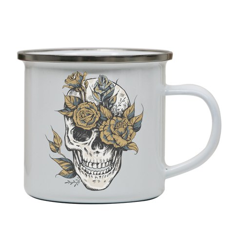 Flower skull enamel camping mug outdoor cup colors - Graphic Gear