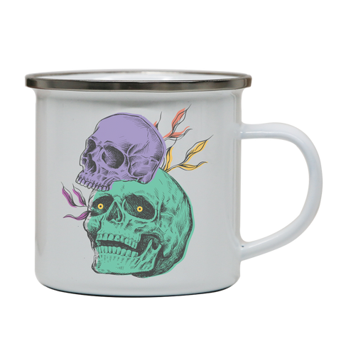 Creepy skulls enamel camping mug outdoor cup colors - Graphic Gear