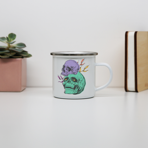 Creepy skulls enamel camping mug outdoor cup colors - Graphic Gear