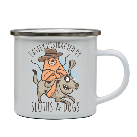 Sloth riding dog enamel camping mug outdoor cup colors - Graphic Gear