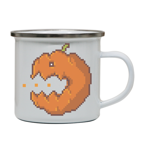 Pixel pumpkin enamel camping mug outdoor cup colors - Graphic Gear