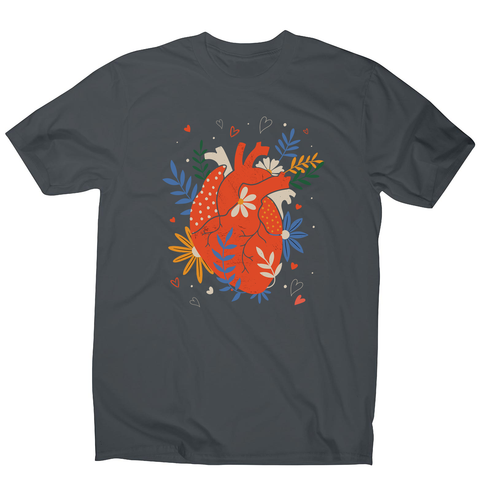 Floral realistic heart men's t-shirt - Graphic Gear