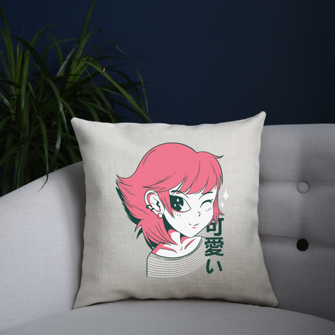 Kawaii anime girl cushion cover pillowcase linen home decor - Graphic Gear