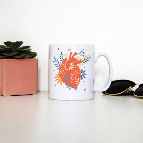 Floral realistic heart mug coffee tea cup - Graphic Gear