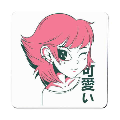 Kawaii anime girl coaster drink mat - Graphic Gear