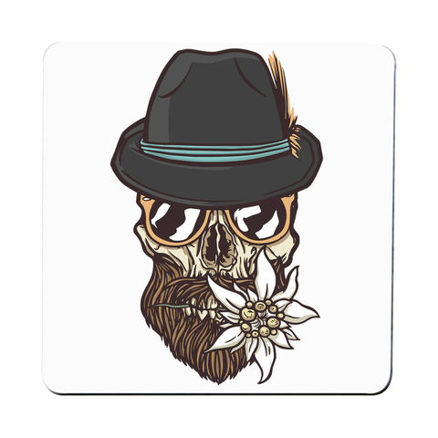 Hipster skull coaster drink mat - Graphic Gear