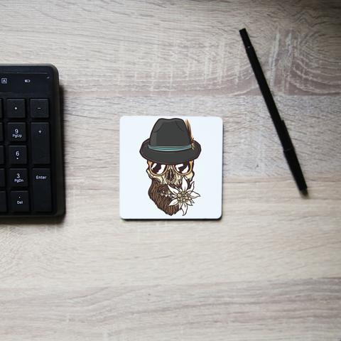 Hipster skull coaster drink mat - Graphic Gear