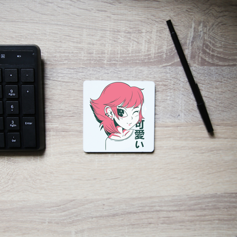 Kawaii anime girl coaster drink mat - Graphic Gear
