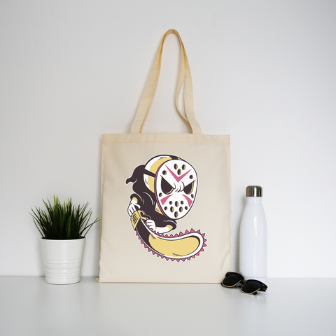 Grim reaper hockey mask tote bag canvas shopping - Graphic Gear