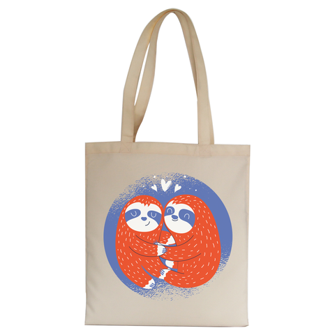Valentines sloth tote bag canvas shopping - Graphic Gear